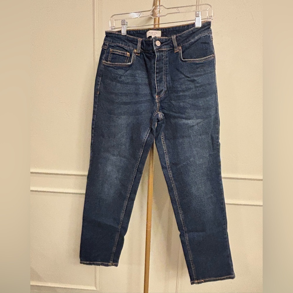 Martha Stewart Mom Jeans Blue Denim Jeans multi button MSRP $74